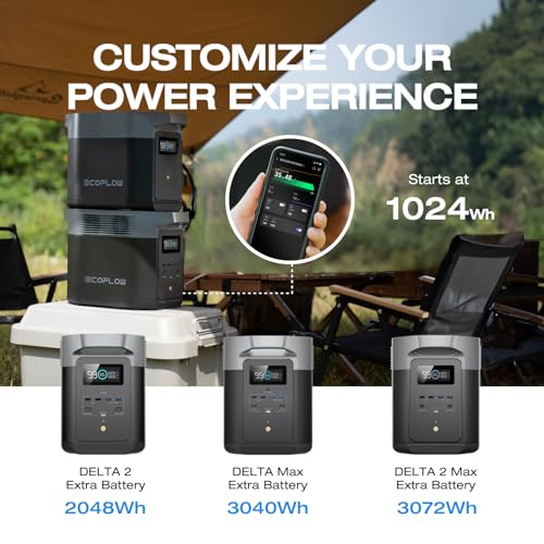 Portable Power Station DELTA 2, 1024Wh LiFePO4 (LFP) Battery, 1800W AC/100W USB-C Output, Solar Generator