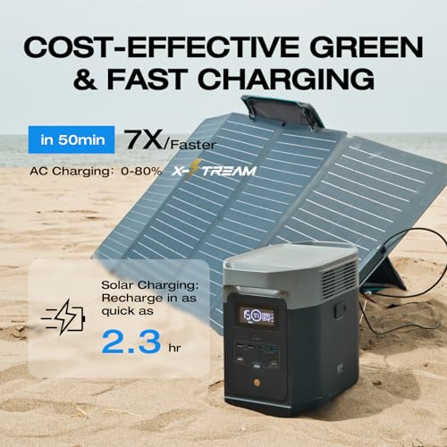 Portable Power Station DELTA 2, 1024Wh LiFePO4 (LFP) Battery, 1800W AC/100W USB-C Output, Solar Generator