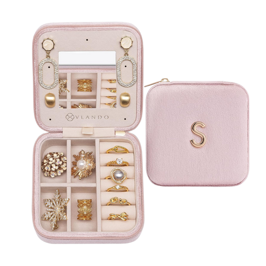 Personalized Letter Small Jewelry Box, Travel Jewelry Case