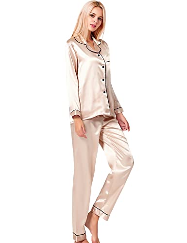 Womens Silk Satin Pajamas