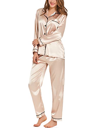 Womens Silk Satin Pajamas