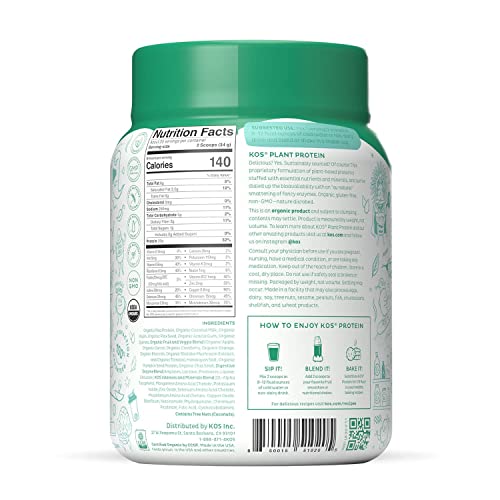 KOS Vegan Protein Powder, Unflavored & Unsweetened