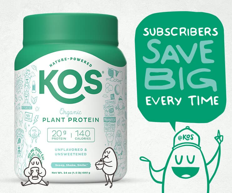 KOS Vegan Protein Powder, Unflavored & Unsweetened
