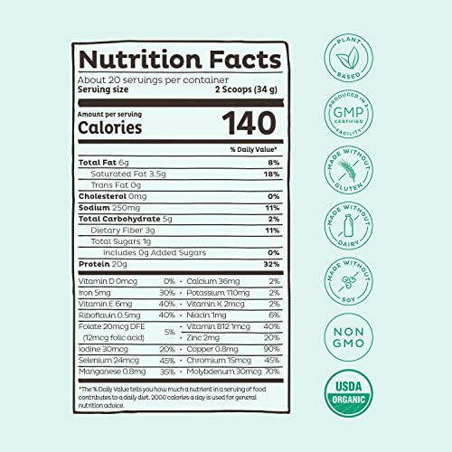 KOS Vegan Protein Powder, Unflavored & Unsweetened