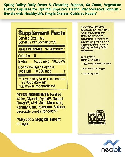 Spring Valley Biotin & Collagen Liquid, Zero Sugar