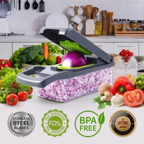 Vegetable Chopper, Pro Onion Chopper, Multifunctional 13 in 1 Food Chopper