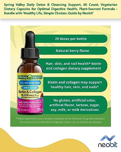Spring Valley Biotin & Collagen Liquid, Zero Sugar
