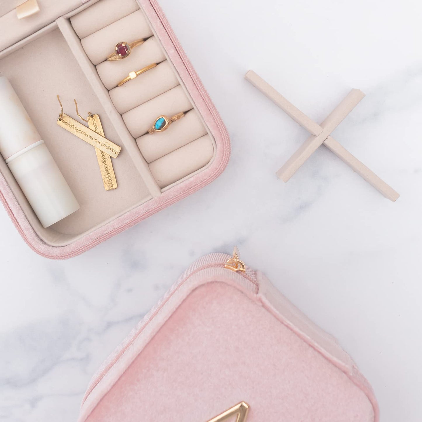 Personalized Letter Small Jewelry Box, Travel Jewelry Case