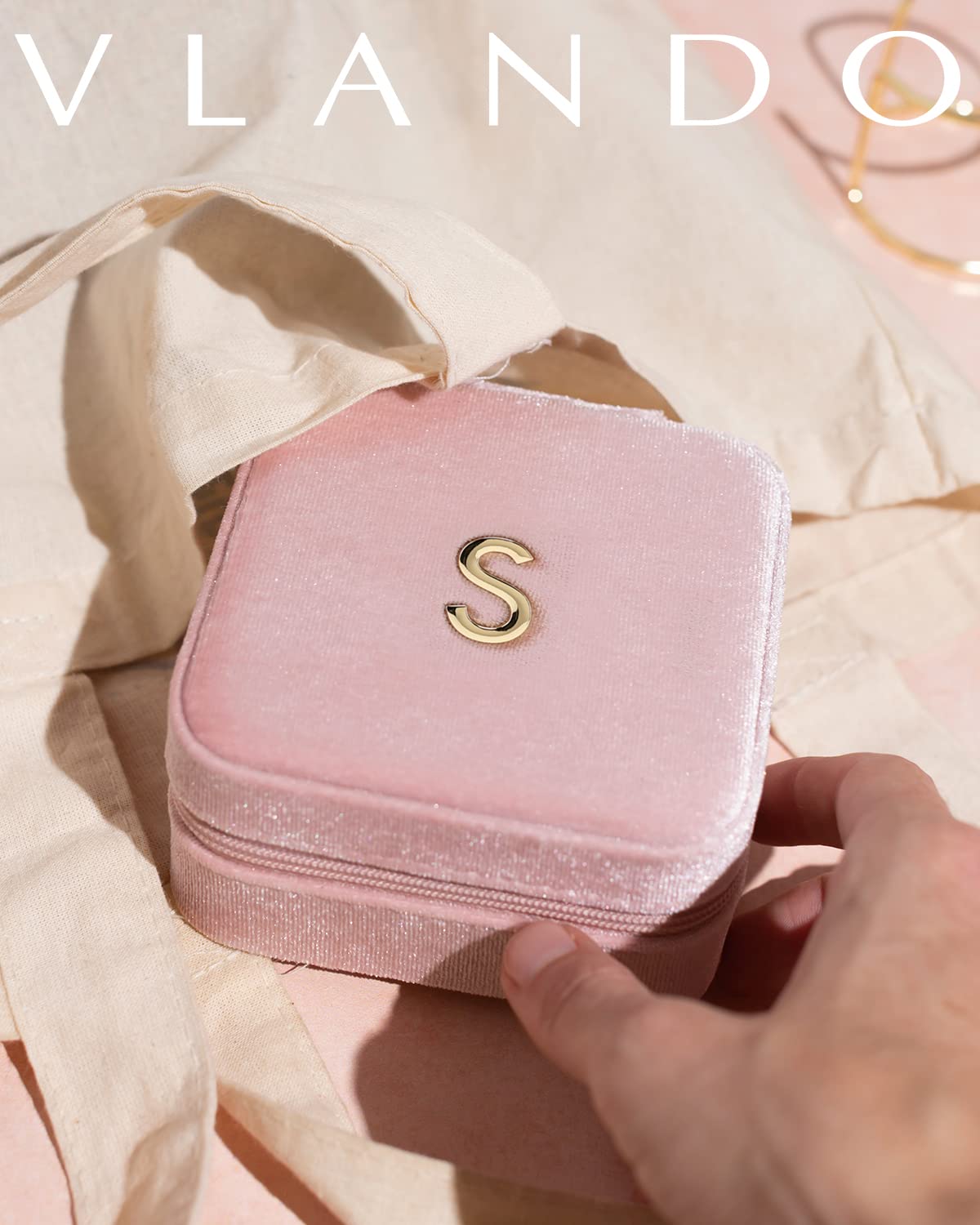 Personalized Letter Small Jewelry Box, Travel Jewelry Case