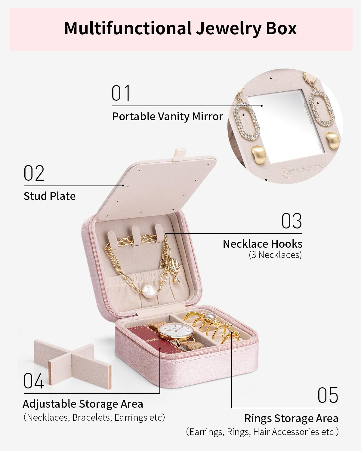 Personalized Letter Small Jewelry Box, Travel Jewelry Case
