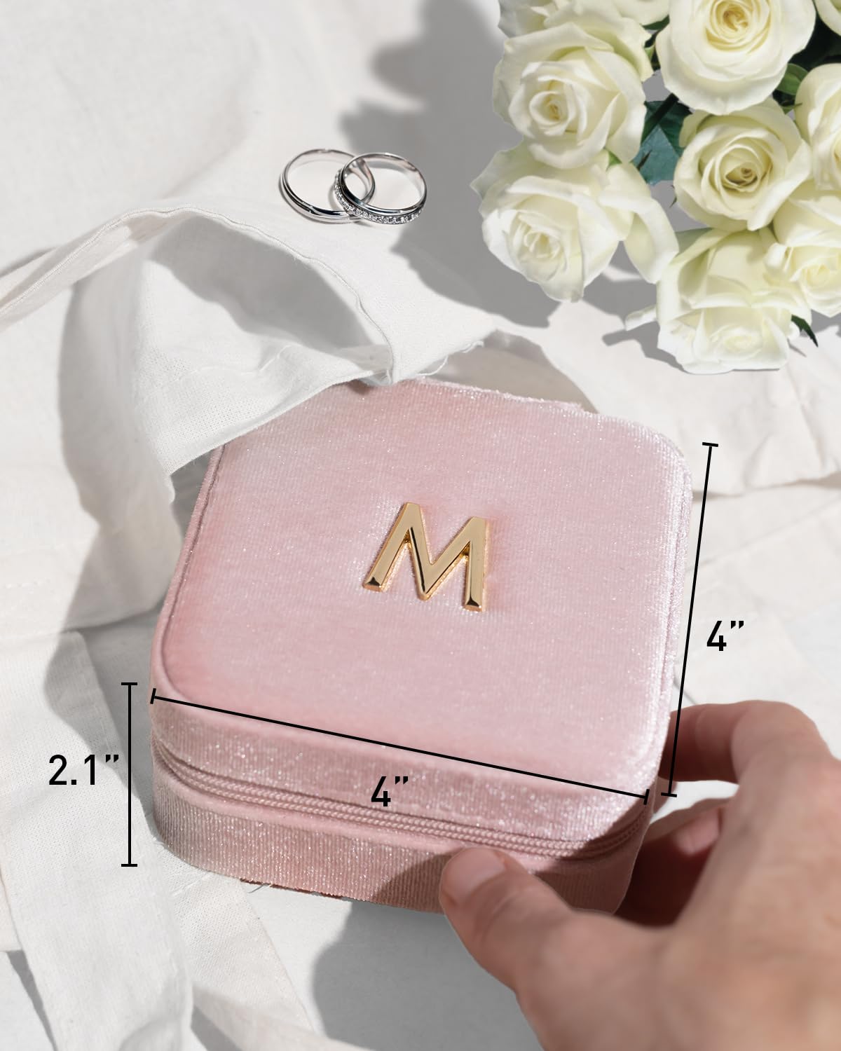Personalized Letter Small Jewelry Box, Travel Jewelry Case