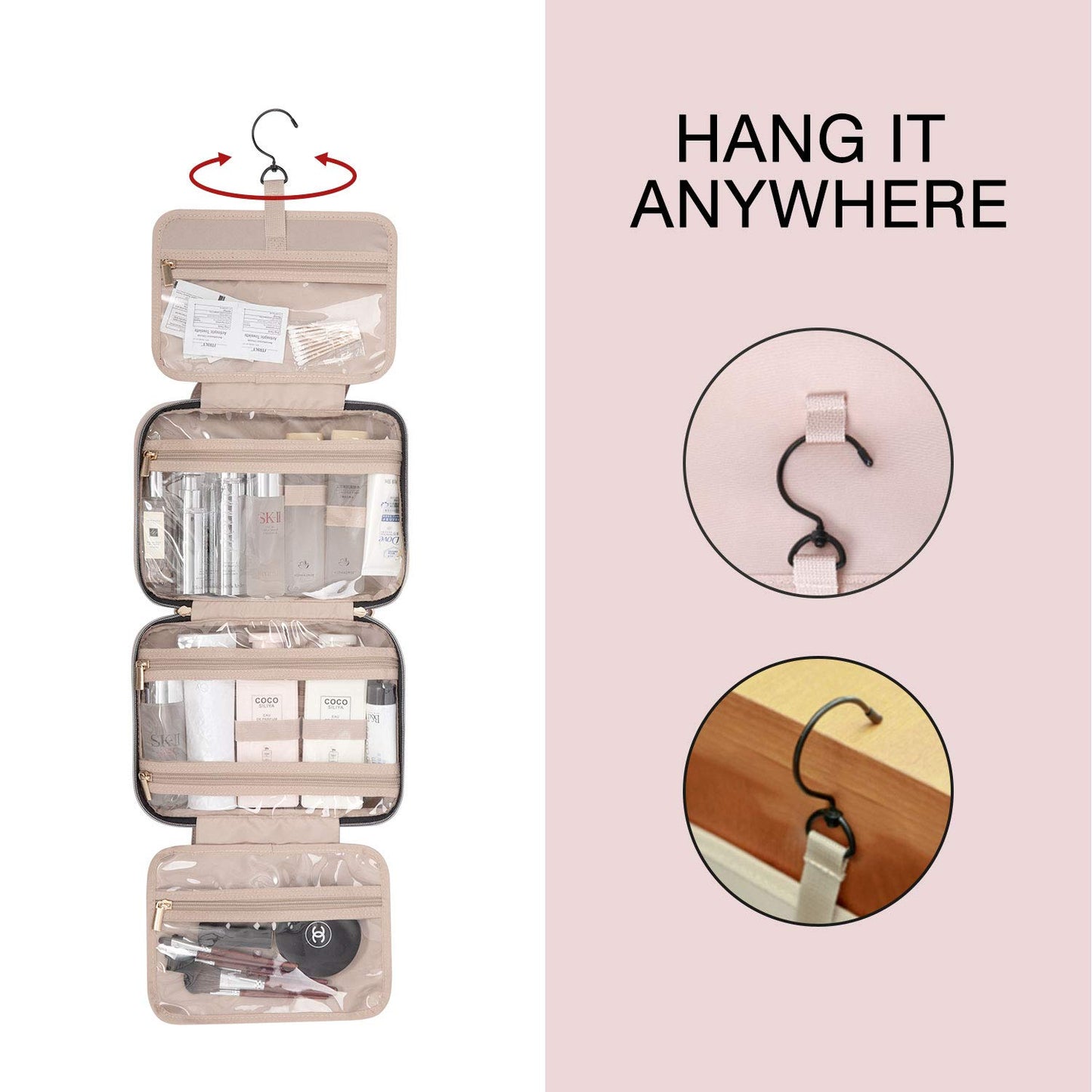 Toiletry Bag Travel Bag with Hanging Hook
