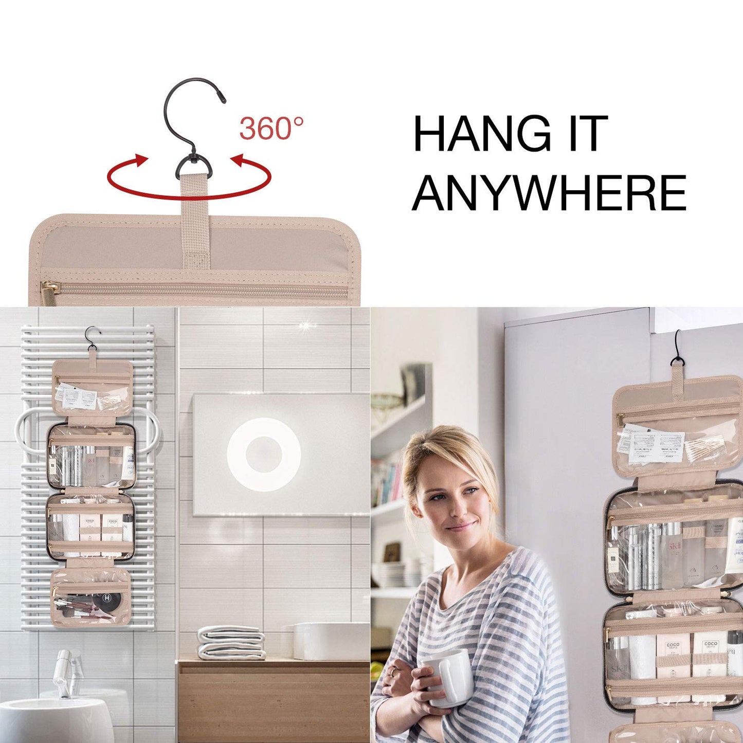 Toiletry Bag Travel Bag with Hanging Hook