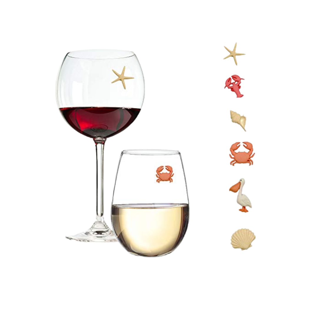 Magnetic Beach Wine Charms - Set of 6