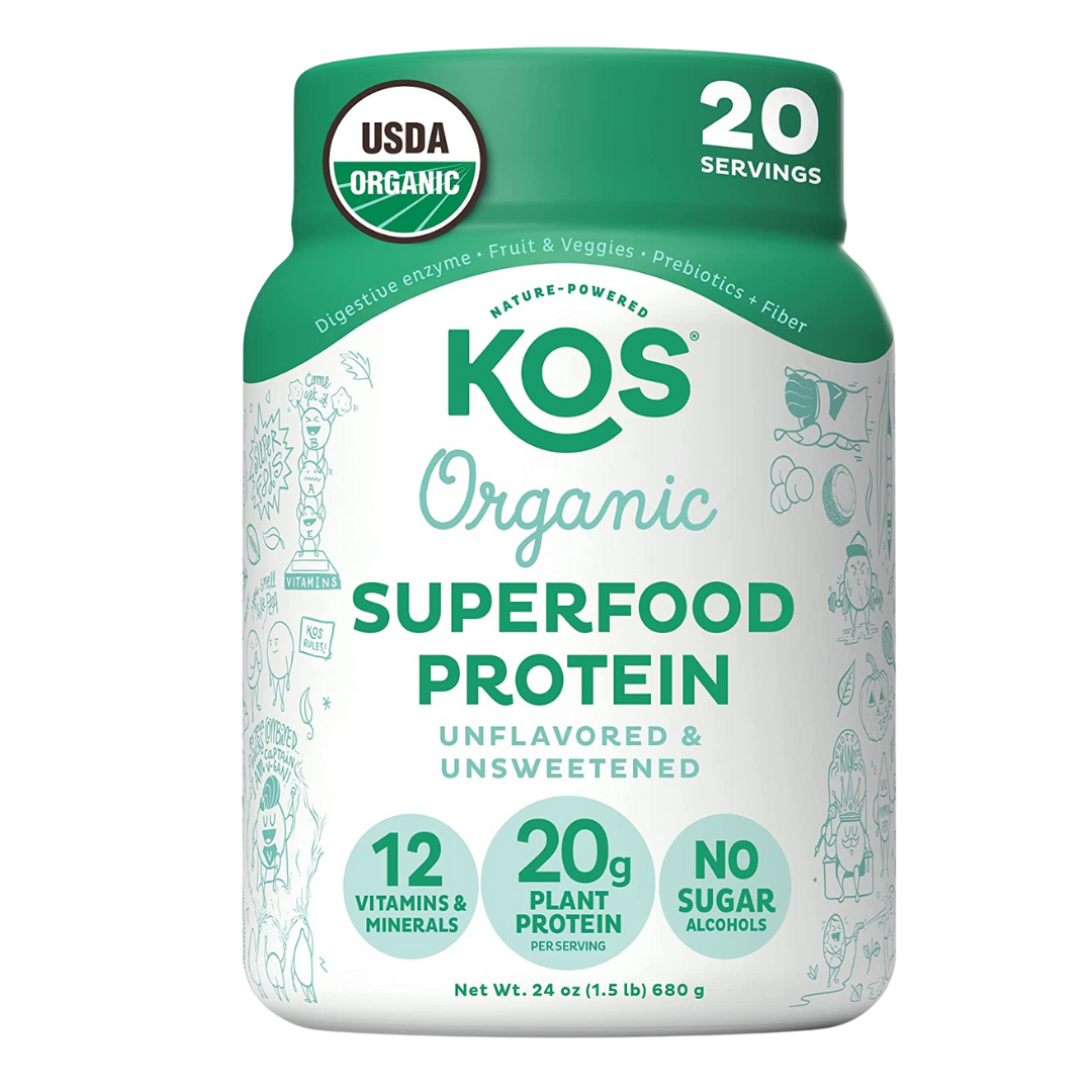 KOS Vegan Protein Powder, Unflavored & Unsweetened
