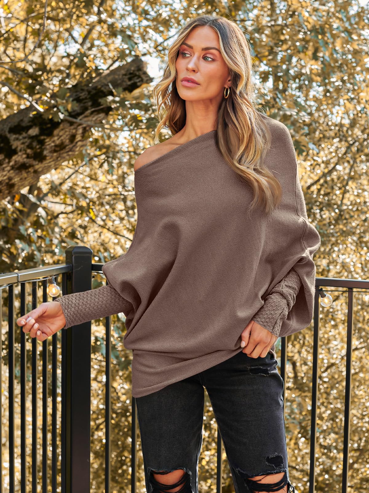 Womens Off The Shoulder Tunic Sweater
